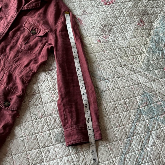 Vintage Part Two Linen Utility Jacket Size 6 Burgundy - Picture 6 of 8